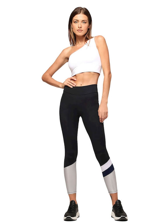 Cocomo black push up leggings with white, blue and silver detail Y15050