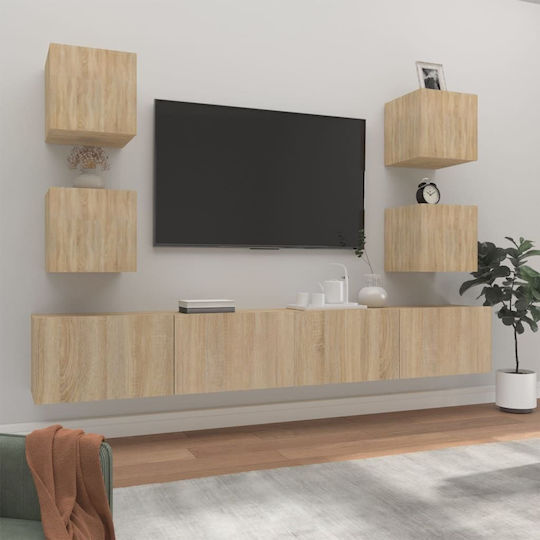 Животно помещение ТВ единица Sonoma Oak 6pcs Д100xШ30xВ30бр