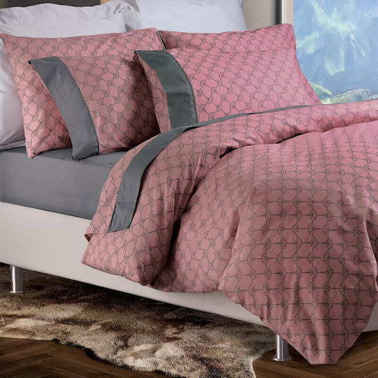 Makis Tselios Home Duvet Cover Set Cotton Single with Pillowcase 170x240 Diamonds Pink
