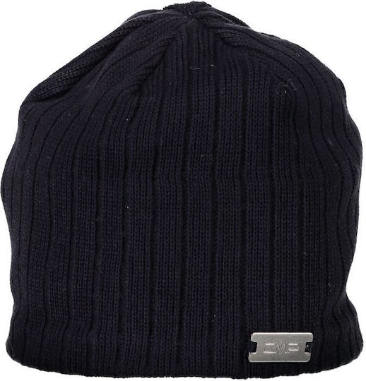 Männer Beanie Mit Rib Strick Schwarz Blau