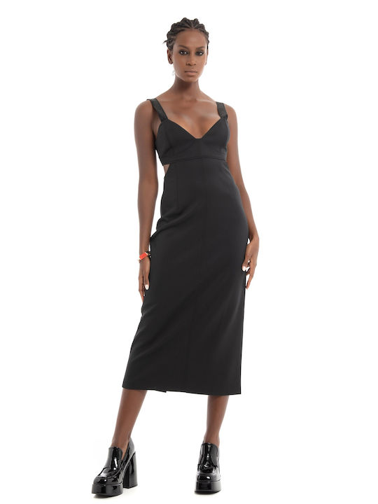 Hugo Boss Kesendi Sommer Midi Kleid Schwarz