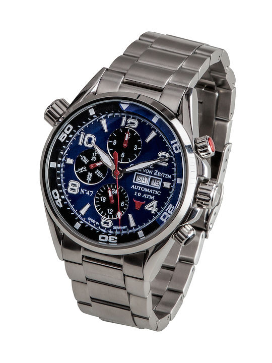Carl Von Zeyten Men's Watch 45mm Battery Chronograph Silver