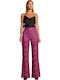 Amour Women's High-waisted Fabric Trousers Straight Line Fuchsia
