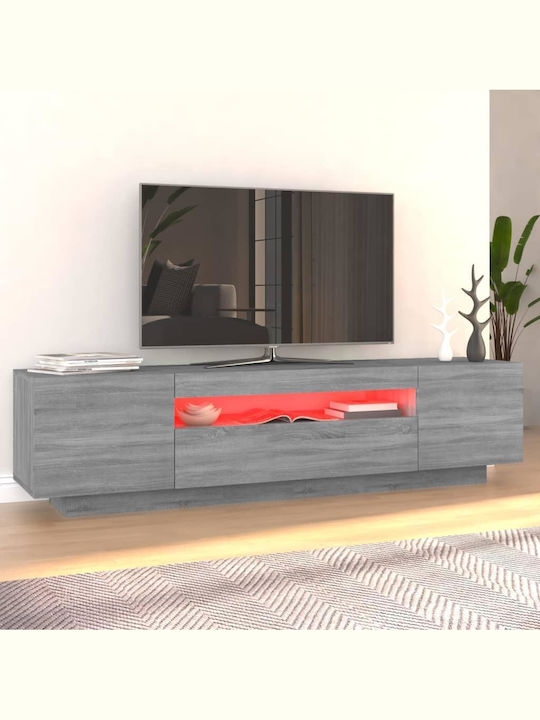 vidaXL TV-Ständer mit LED-Beleuchtung Grau M160xT35xH40cm