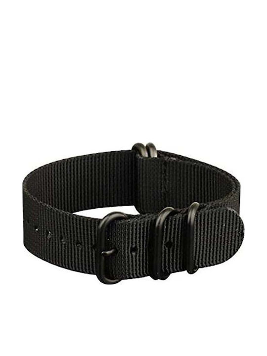 Zulu Riemen aus Stoff Nato Schwarz 20mm