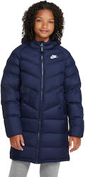 Nike Kids Parka Long with Lining & Protection Hood Blue