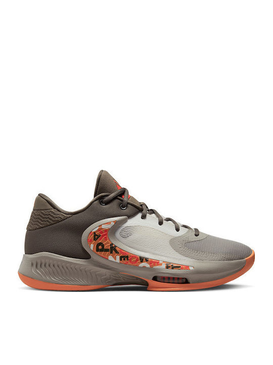 Nike Zoom Freak 4 Basketballschuhe Ironstone / Cobblestone / Sail / Orange Trance