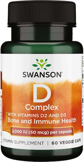 Swanson D Complex Vitamin for Immune System Boost & Bone Health 60 veg. caps