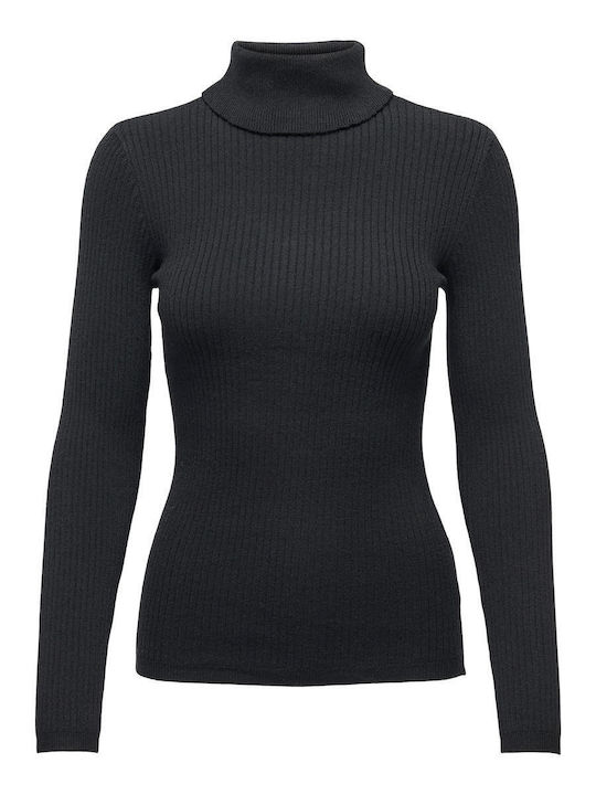 Only Damen Bluse Langärmelig Rollkragenpullover Schwarz