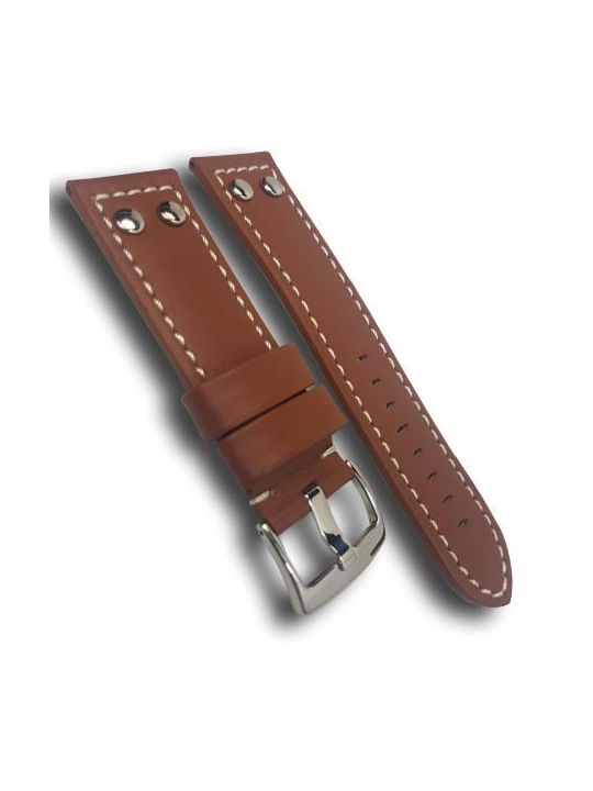 LEATHER COFFEE LURAKE WITH WHITE SEAM 24mm