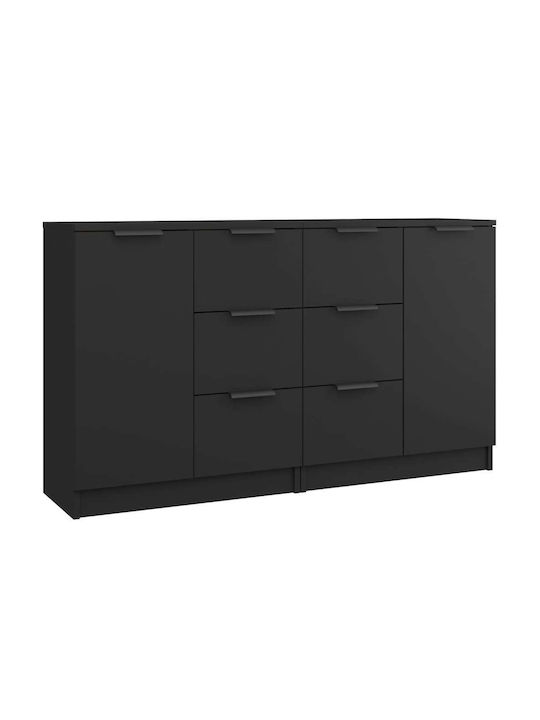 Office Storage Chipboard Cabinet Black Velvet-Black Metal L60xW30xH70cm