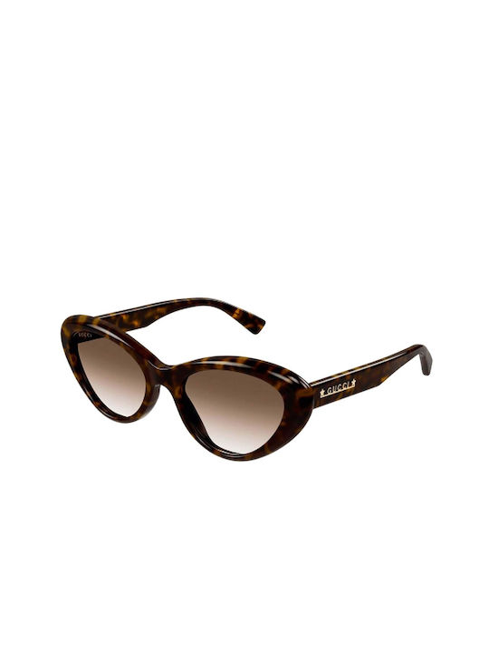 Gucci Γυναικεία Γυαλιά Ηλίου με Καφέ Ταρταρούγα Κοκκάλινο Σκελετό και Καφέ Ντεγκραντέ Φακό GG1170S 002