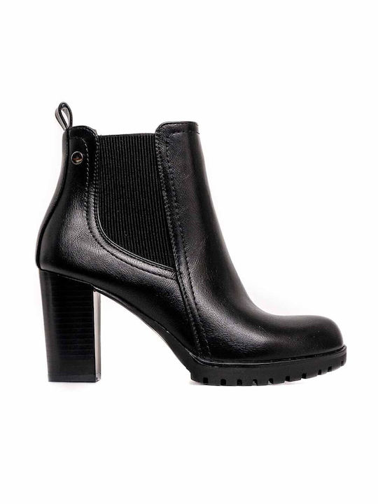 Black leather ankle boot POLITIS