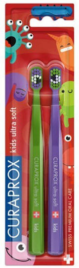 Curaprox Ultra Soft Duo Σετ Παιδικές Οδοντόβουρτσες για 4+ Χρονών 2τμχ Μωβ