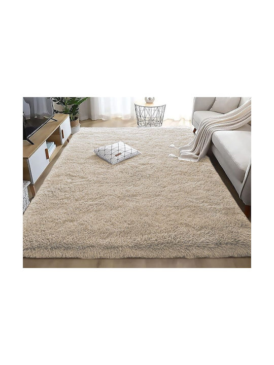 Fluffie Anti-slip Rug Rectangular Shaggy Beige