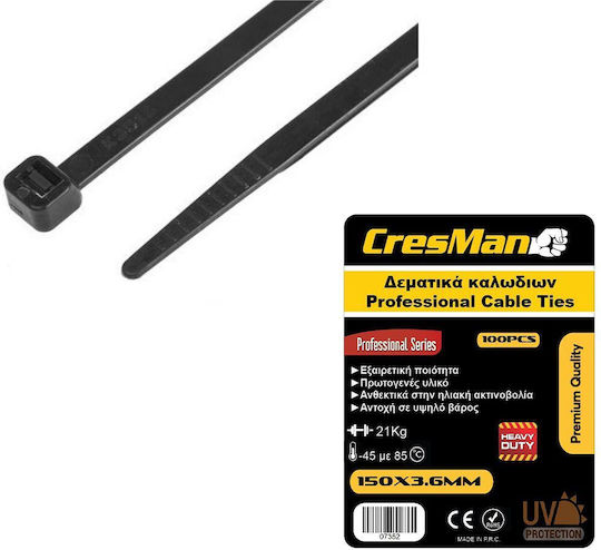 Cresman Cable Ties Plastic 500mm x 7.2mm in Black Colour (50 pcs) (07364)