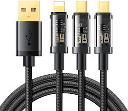 Joyroom S-1T3015A5 Mehrere Anschlusskabel USB zu Blitzschlag / Typ-C / Micro-USB Kabel 1,2 m Joyroom S-1T3015A5 Mehrere Anschlusskabel USB zu Blitzschlag / Typ-C / Micro-USB Kabel 1,2 m