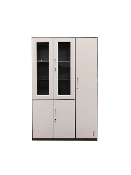 Μεταλλική Ντουλάπα Γραφείου Nori με Κλειδαριά σε Λευκό Χρώμα, 97x45x185cm