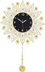 Wall Clock Metallic With Pendulum Gold 60x96cm