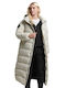 Superdry Women's Long Puffer Jacket for Winter Ecru