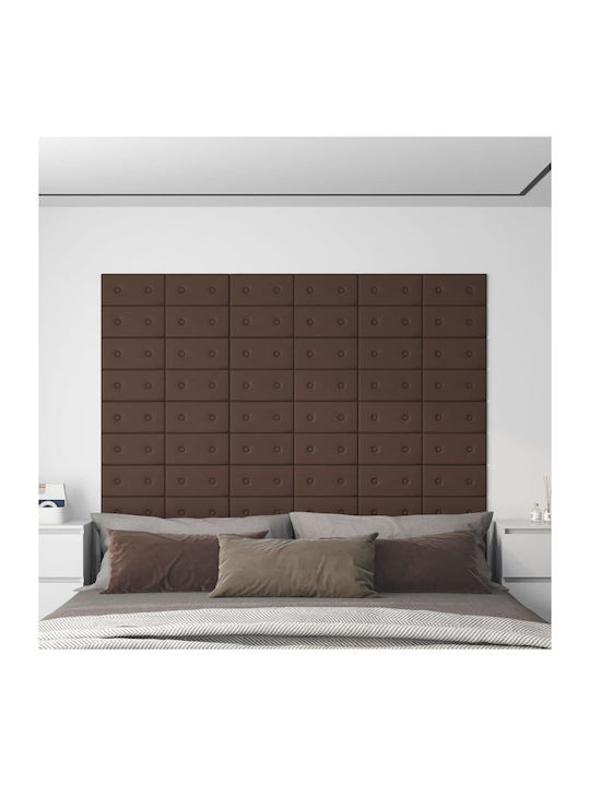 3D Wall Panel από Συνθετικό Δέρμα Coffee 30x15cm 12pcs