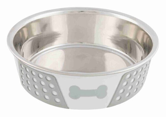 Trixie Bol din oțel inoxidabil Mâncare & Apă pentru Câine & Pisică pe Bază 1.4lt 21cm în Culoare Alb