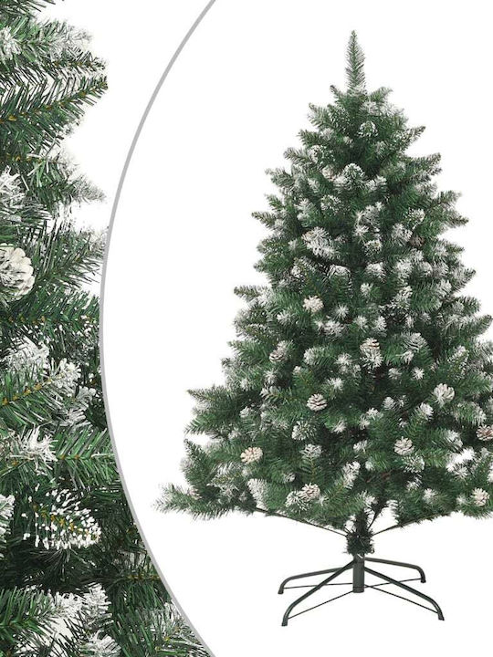 Snowy Christmas White Tree with Metallic Base and Built in Branches H150cm