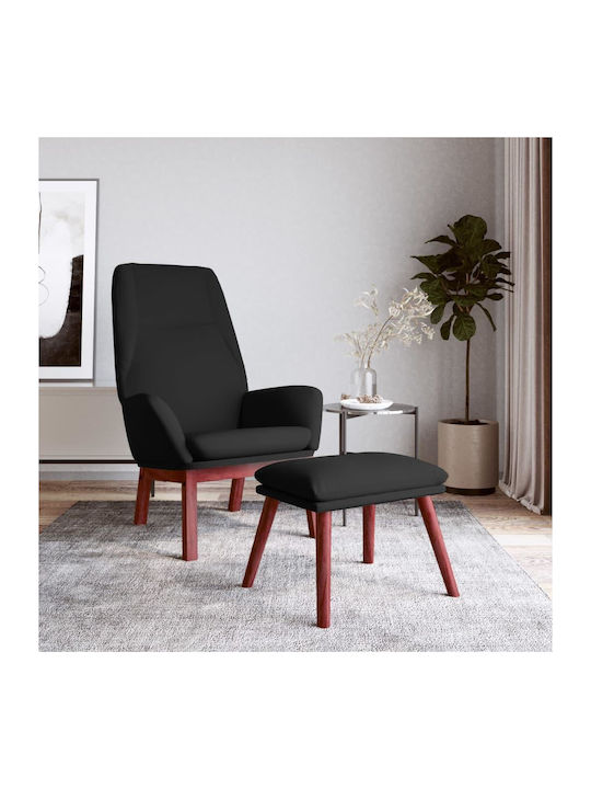 Sessel mit Fußhocker Schwarz 70x77x94cm
