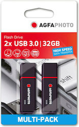 AgfaPhoto 2-pack 32GB USB 3.0 Stick Negru