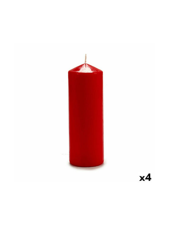 Decorative Candle Red 7x20cm 4pcs