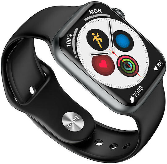 Hoco Y1 Pro Stainless Steel Αδιάβροχο Smartwatch με Παλμογράφο (Μαύρο)