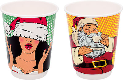 XMAS PIN UP-12 Double Wall Disposable Paper Drinkware Multicolour 420ml 20pcs