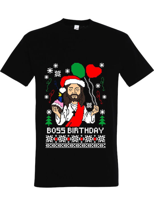 T-Shirt Unisex "Hässliches Weihnachts-T-Shirt Boss Geburtstag" Schwarz