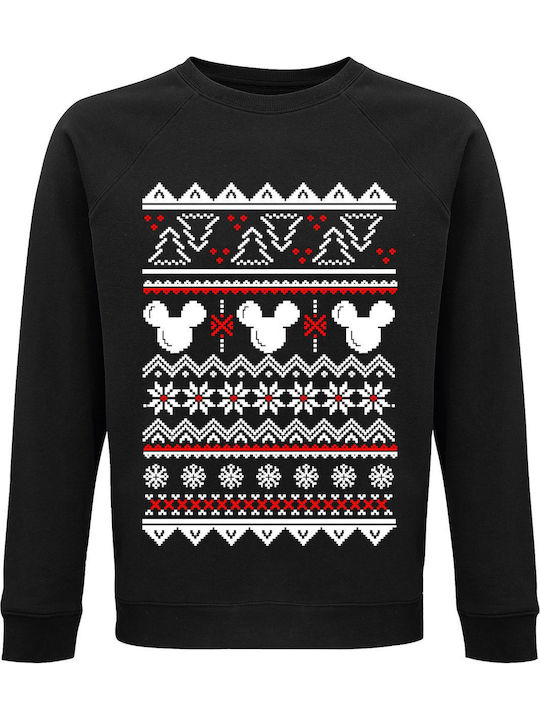 Sweatshirt Unisex Bio "Hässlicher Weihnachtspullover Mickey" Schwarz