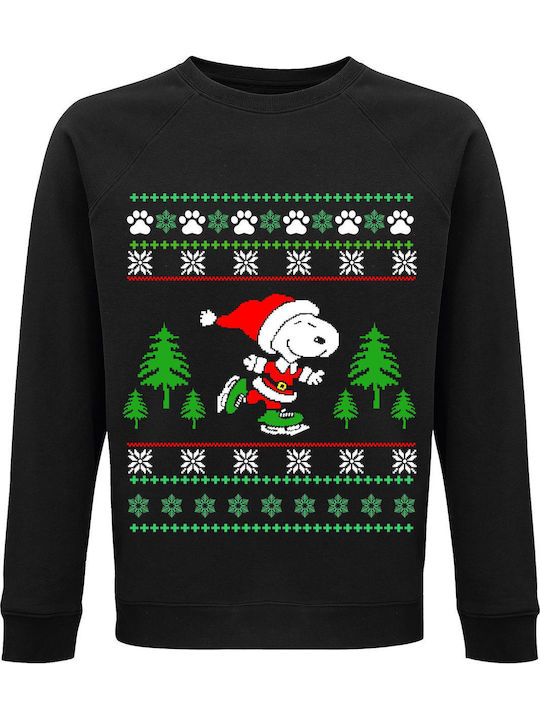 Sweatshirt Unisex Organic " Ugly Christmas Sweater Snoopy " Black