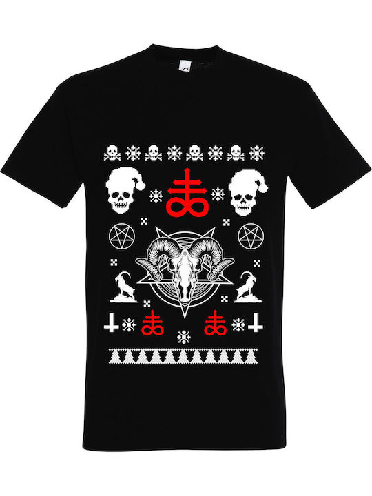 Tricou Unisex "Tricou urât de Crăciun Satanica Christmas" Negru