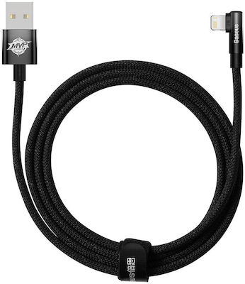 Baseus MVP 2 Unghi (90°) / Împletit USB-A la Cablu Lightning 20W Negru 2m (CAVP000101)