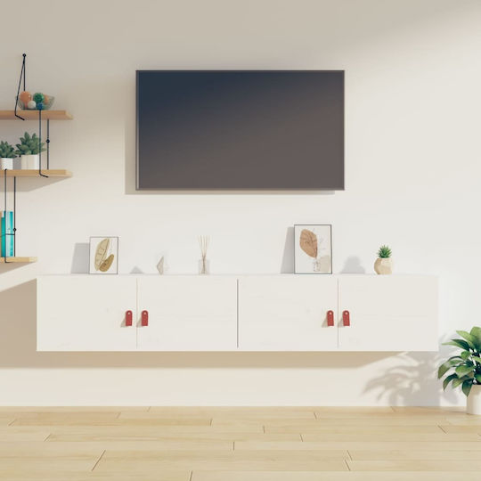 Hanging Living Room Cabinet Made of Solid White Wood 80x30x30cm