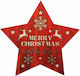 TnS Wood Illuminated Christmas Decorative Pendant Star Red Merry Christmas
