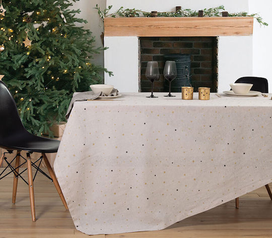 Nef-Nef Homeware Linen Star Χριστουγεννιάτικο Τραπεζομάντηλο Υφασμάτινο Αστέρια 300x150εκ.