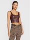 Guess Women's Crop Top Sleeveless Burgundy