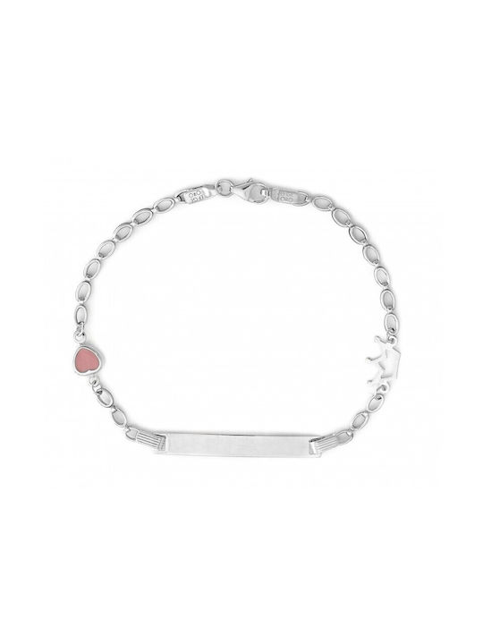 White gold bracelet with crown and heart BA305 14 Carat