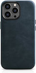 iCarer Oil Wax Premium Leather Umschlag Rückseite Leder Dark Blue (iPhone 14 Pro) WMI14220702-BU