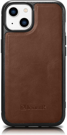 iCarer Leather Oil Wax Back Cover Δερμάτινο Καφέ (iPhone 14)