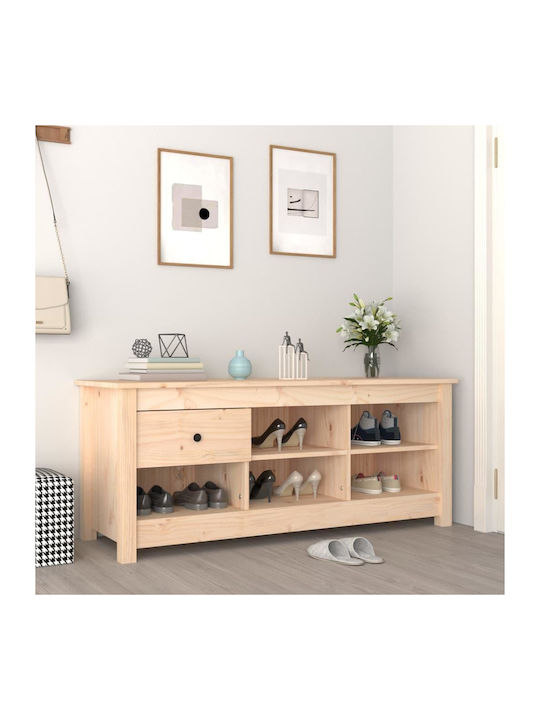 Schuhschrank aus Massivholz mit 3 Regalen Beige...