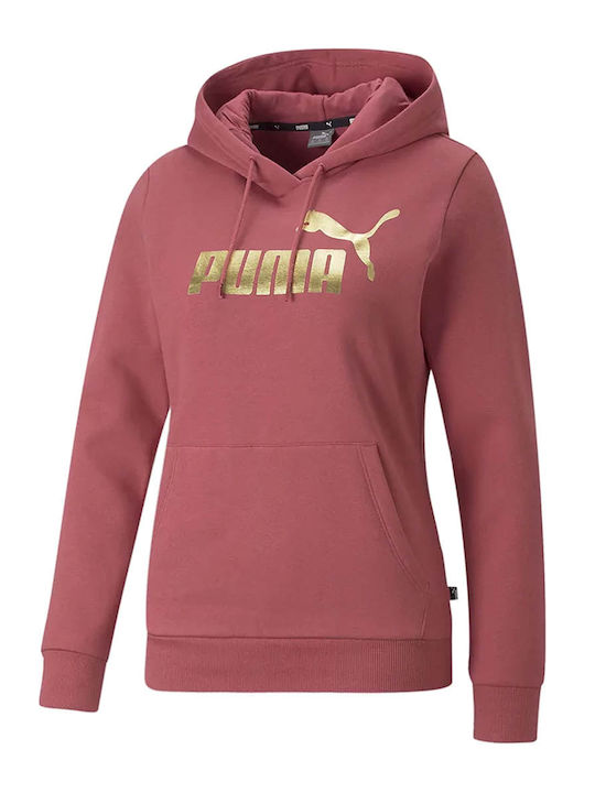 PUMA Logo Γυναικείο Φούτερ με Κουκούλα Dusty Or...