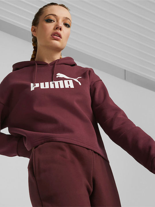 PUMA Logo Cropped Γυναικείο Φούτερ με Κουκούλα ...