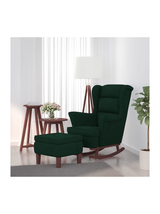Rocking Armchair with Footstool Green 78x93x97cm