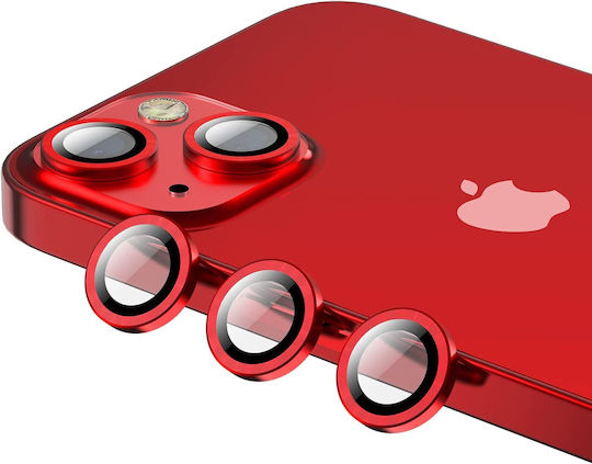 Metal Ring Camera Protection Tempered Glass Red for the iPhone 14 Pro / 14 Pro Max