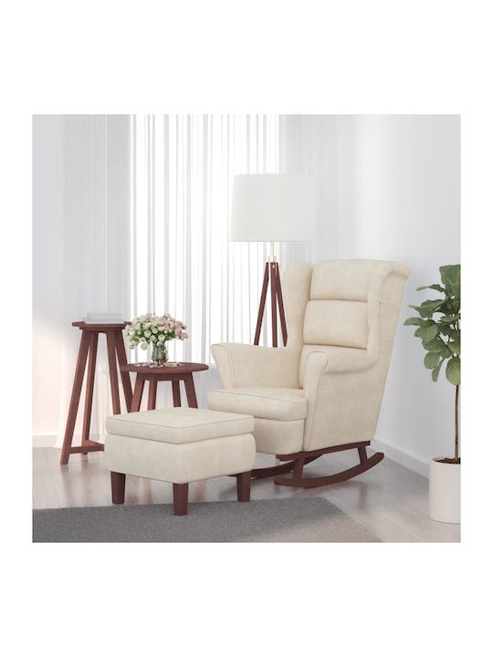 Rocking Armchair with Footstool Cream 78x93x97cm